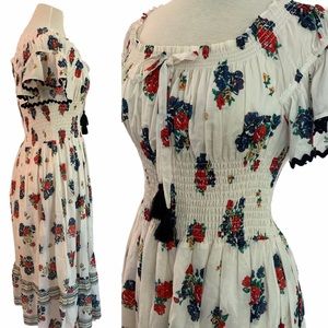 Tory Burch Printed Smocked Midi Dress